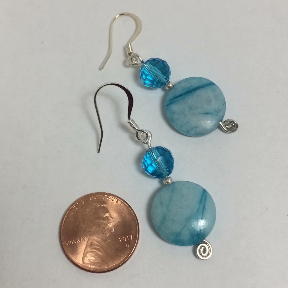 Blue Jasper Sterling Silver Earrings - Anti stress